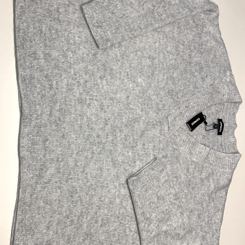 Gray and silver threaded sweater.